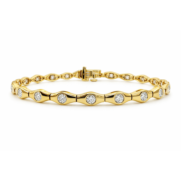 14KY FLUSH SET DIAMOND LINK BRACELET Gary J. Long Jewelers Stockton, CA