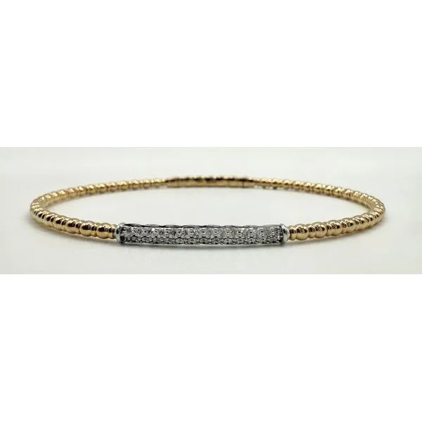 14K Two-Tone Pave Diamond Bar Bangle Gary J. Long Jewelers Stockton, CA