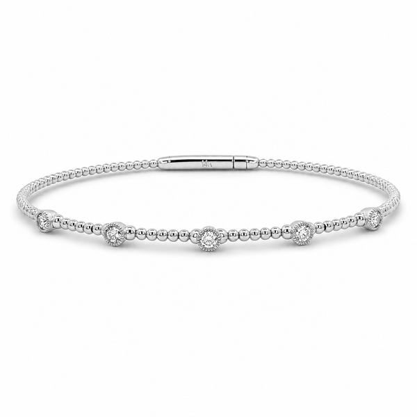 14K Yellow Gold Beaded Diamond Flex Bracelet Gary J. Long Jewelers Stockton, CA