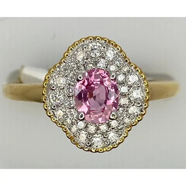 18K Rose Gold Pink Sapphire Diamond Ring Gary J. Long Jewelers Stockton, CA