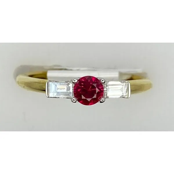 18K Yellow Gold Ruby Baguette Diamond Ring Gary J. Long Jewelers Stockton, CA