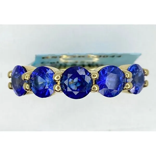 14K Yellow Round Blue Sapphire 5Stone Ring Gary J. Long Jewelers Stockton, CA