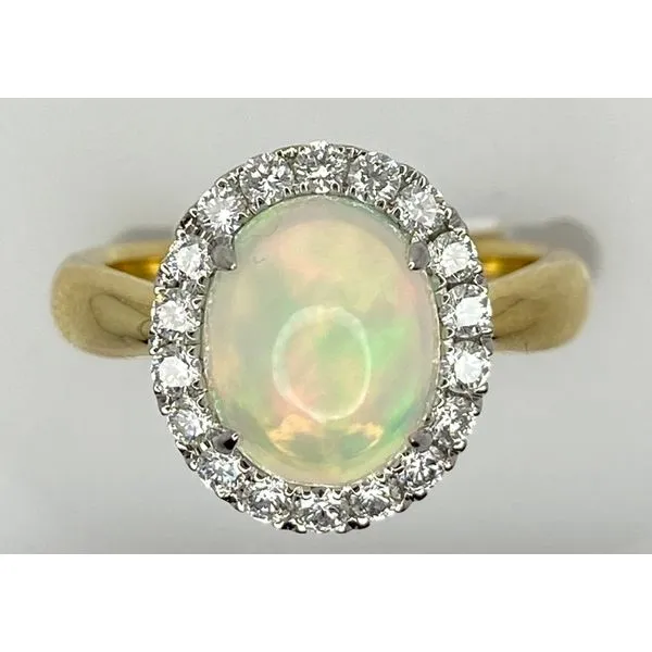 18KTT Opal Diamond Halo Ring Gary J. Long Jewelers Stockton, CA