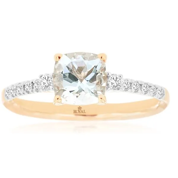 14K Rose Gold Aquamarine Diamond Accented Ring Gary J. Long Jewelers Stockton, CA