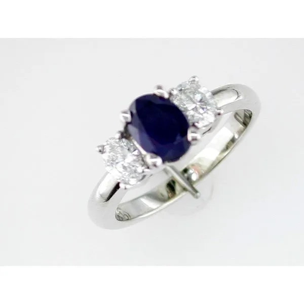 14KW BLUE SAPPHIRE DIAMOND 3STONE RING Gary J. Long Jewelers Stockton, CA