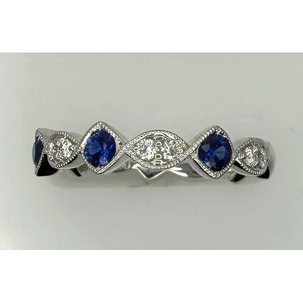 PLATINUM BLUE SAPPHIRE AND DIAMOND BAND Gary J. Long Jewelers Stockton, CA