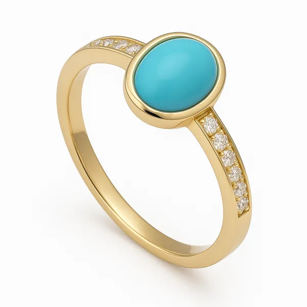 14KY TURQUOISE AND DIAMOND RING Image 2 Gary J. Long Jewelers Stockton, CA
