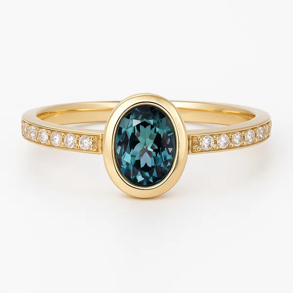 14KY CREATED ALEXANDRITE AND DIAMOND RING Gary J. Long Jewelers Stockton, CA