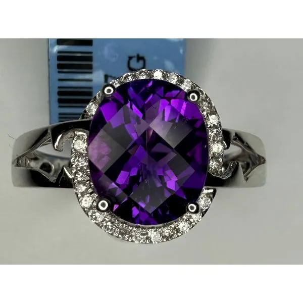 14KW AMETHYST DIAMOND HALO RING Gary J. Long Jewelers Stockton, CA