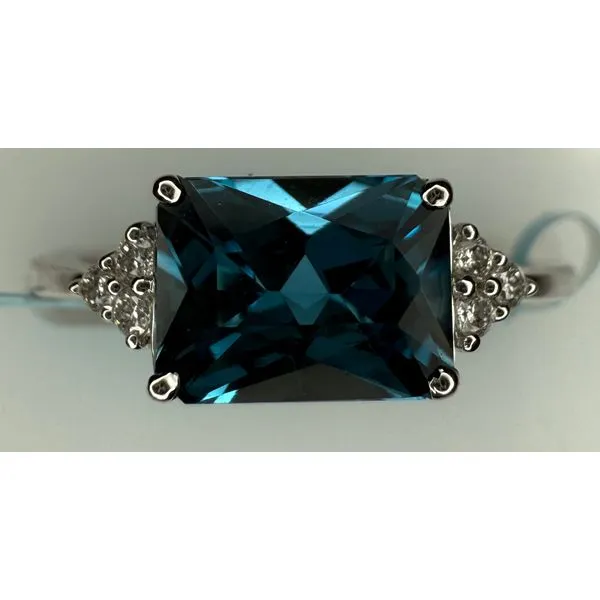 14KW LONDON BLUE TOPAZ DIAMOND RING Gary J. Long Jewelers Stockton, CA
