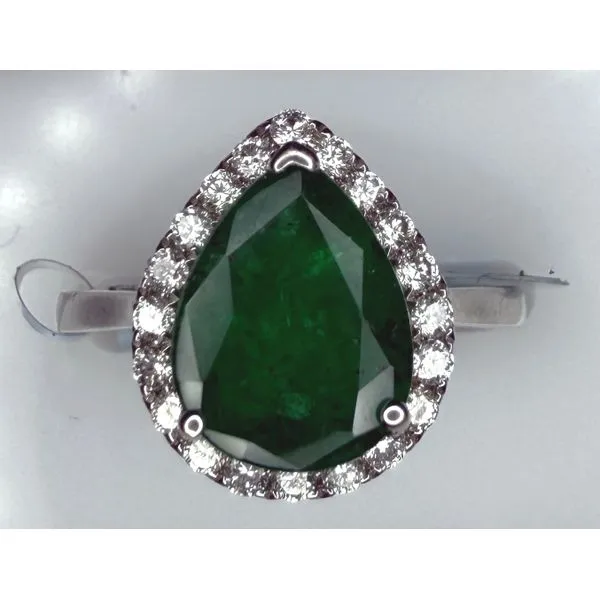14KW EMERALD DIAMOND HALO RING Gary J. Long Jewelers Stockton, CA