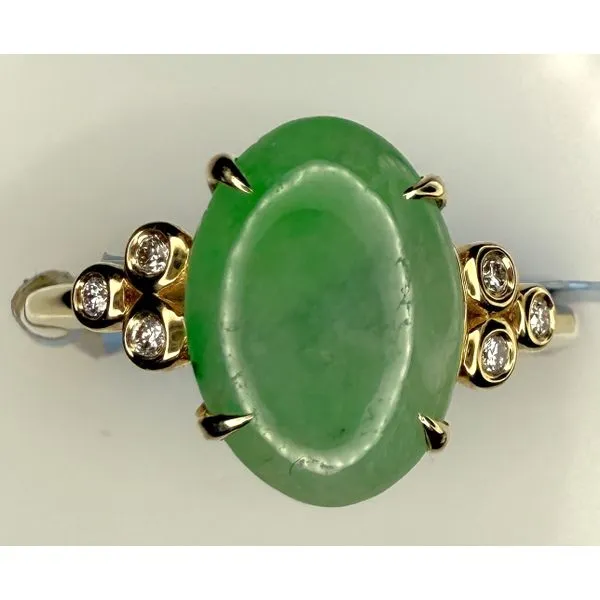 14KY JADE BEZEL SET DIAMOND RING Gary J. Long Jewelers Stockton, CA