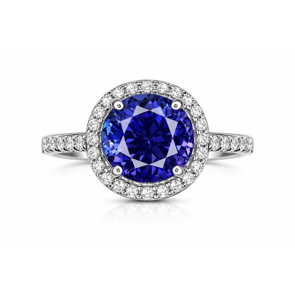 14KW TANZANITE DIAMOND HALO RING Gary J. Long Jewelers Stockton, CA