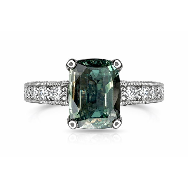 PLATINUM ALEXANDRITE DIAMOND FILIGREE RING Gary J. Long Jewelers Stockton, CA