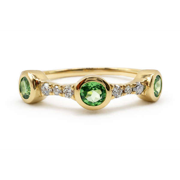 14K Yellow Gold Tsavorite Diamond Fashion Ring Gary J. Long Jewelers Stockton, CA