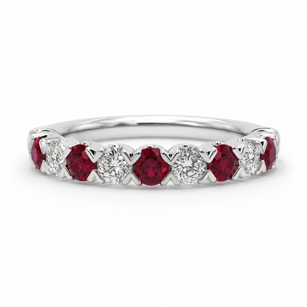 14K white gold Crisscut diamond and ruby ring, Christopher Designs ruby and diamond ring, Crisscut diamond ruby fashion ring,