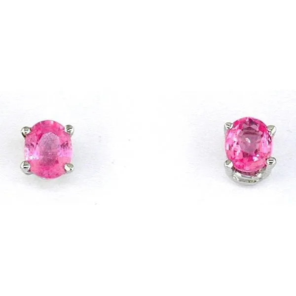 14K White Gold Oval Pink Sapphire Stud Earrings Gary J. Long Jewelers Stockton, CA