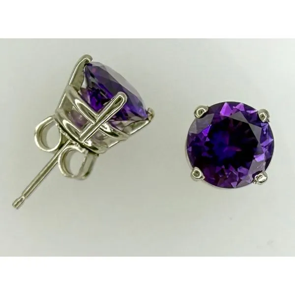 14K White Gold Amethyst Stud Earrings Gary J. Long Jewelers Stockton, CA