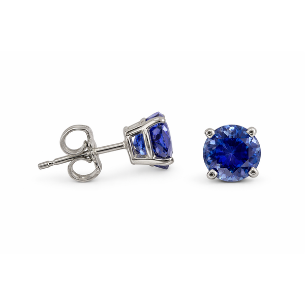 14K White Gold Round Blue Sapphire Stud Earrings Gary J. Long Jewelers Stockton, CA