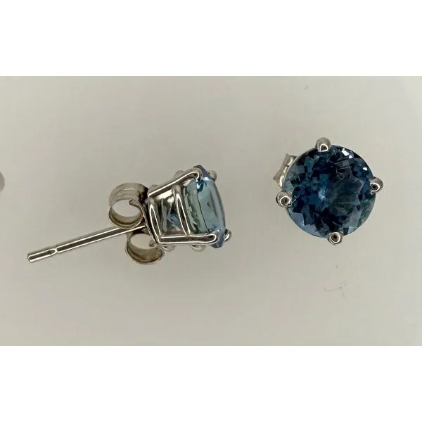 14K White Gold Aquamarine Stud Earrings Gary J. Long Jewelers Stockton, CA