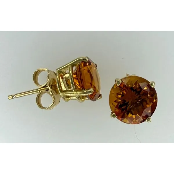 14K Yellow Gold Round Citrine Stud Earrings Gary J. Long Jewelers Stockton, CA