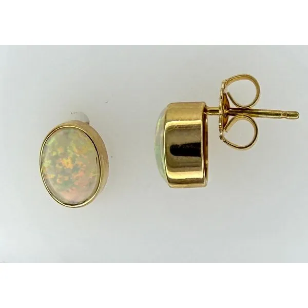 14K Yellow Gold Oval Opal Stud Earrings Gary J. Long Jewelers Stockton, CA