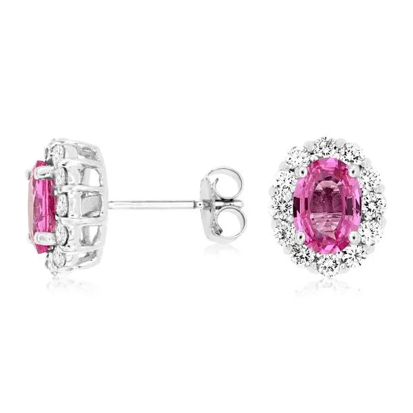 14KW PINK SAPPHIRE and DIAMOND STUD EARRINGS Gary J. Long Jewelers Stockton, CA