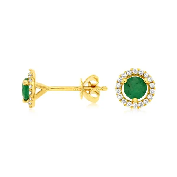 14KY EMERALD DIAMOND HALO STUD EARRINGS Gary J. Long Jewelers Stockton, CA