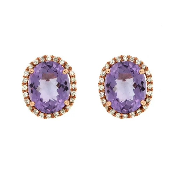 14KR AMETHYST DIAMOND HALO STUD EARRINGS Gary J. Long Jewelers Stockton, CA