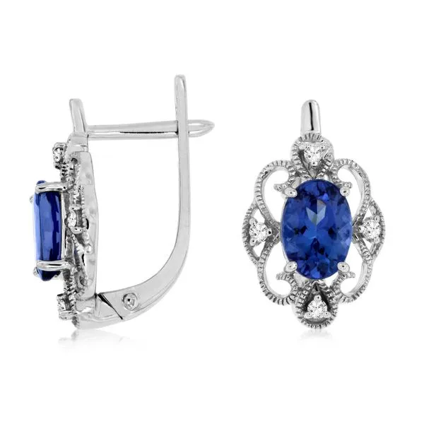 14KW TANZANITE DIAMOND LEVERBACK EARRINGS Gary J. Long Jewelers Stockton, CA
