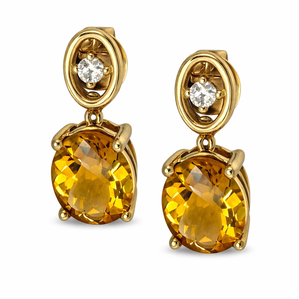 14KY CITRINE AND DIAMOND DROP EARRINGS Gary J. Long Jewelers Stockton, CA