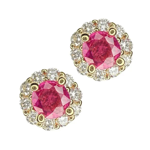 14KY RUBY DIAMOND HALO STUD EARRINGS Gary J. Long Jewelers Stockton, CA