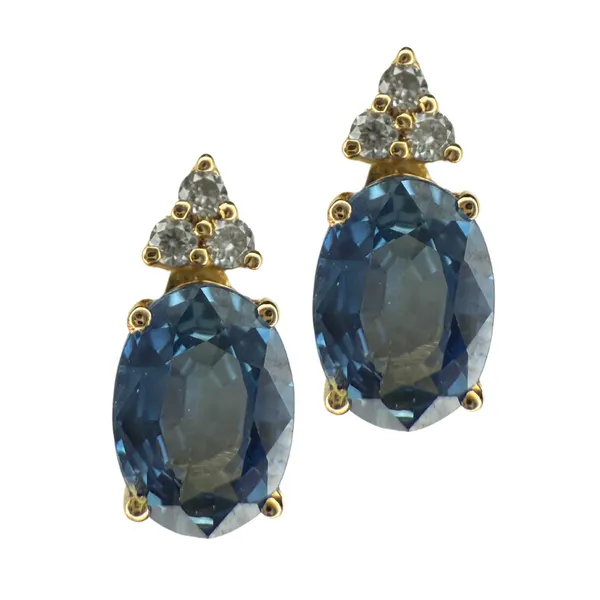 14KY BLUE SAPPHIRE DIAMOND DROP EARRINGS Gary J. Long Jewelers Stockton, CA