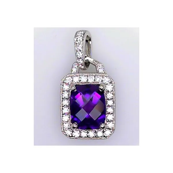 14KW AMETHYST DIAMOND HALO PENDANT Gary J. Long Jewelers Stockton, CA