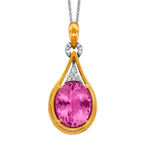 18K Rose Gold Morganite Diamond Pendant Gary J. Long Jewelers Stockton, CA