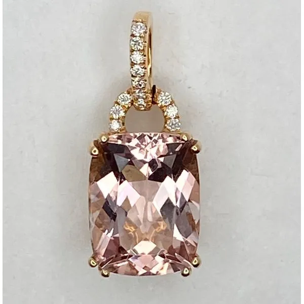 14K Rose Gold Antique Cushion Diamond Bail Pendant Gary J. Long Jewelers Stockton, CA