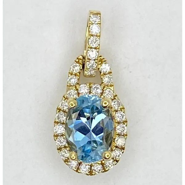 14K Yellow Gold Aquamarine Diamond Pendant Gary J. Long Jewelers Stockton, CA