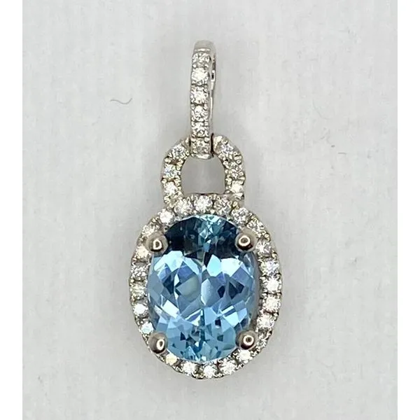 14K White Gold Aquamarine Diamond Pendant Gary J. Long Jewelers Stockton, CA