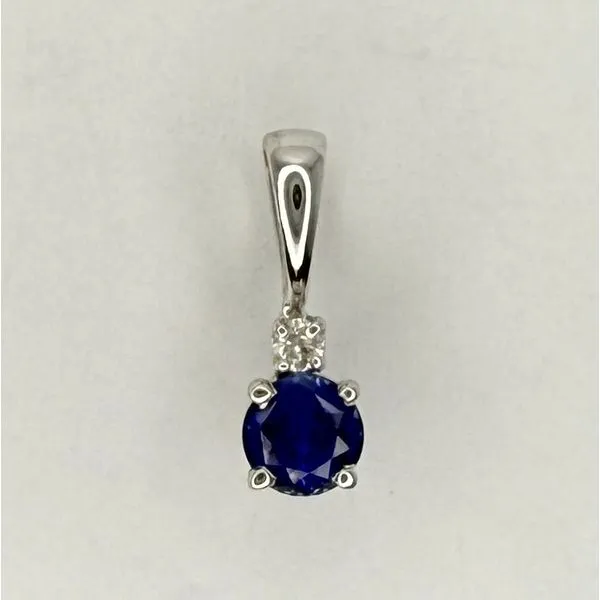 14Kt White Sapphire Diamond Four Prong Pendant Gary J. Long Jewelers Stockton, CA