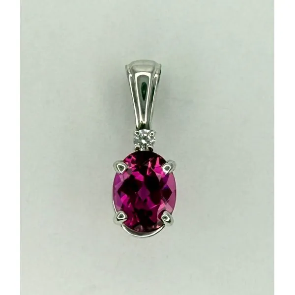 14Kt White Pink Tourmaline Diamond Pendant Gary J. Long Jewelers Stockton, CA