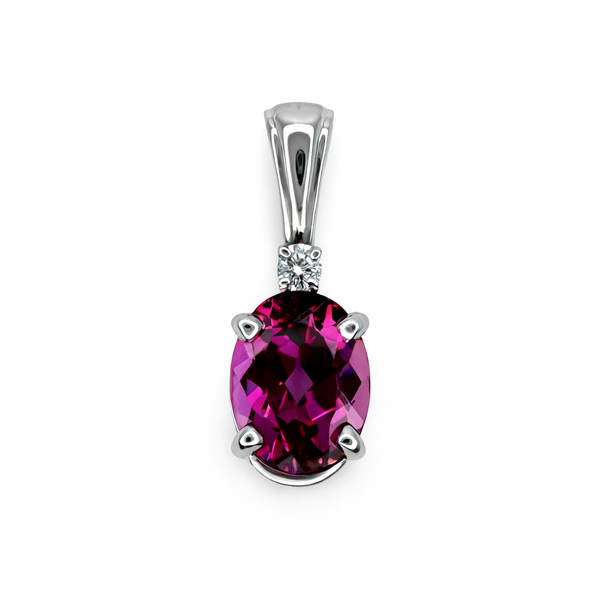 14Kt White Pink Tourmaline Diamond Pendant Gary J. Long Jewelers Stockton, CA