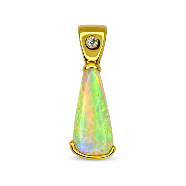 14KY Freeform Opal Diamond Pendant Gary J. Long Jewelers Stockton, CA