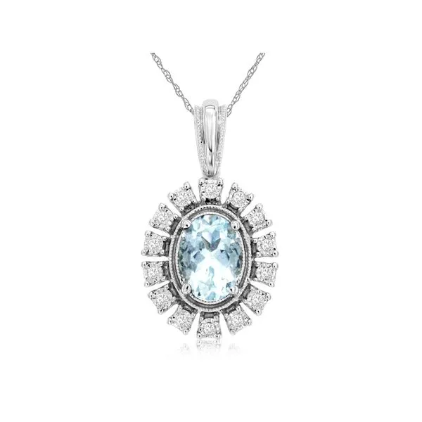 14KW AQUAMARINE DIAMOND HALO PENDANT Gary J. Long Jewelers Stockton, CA