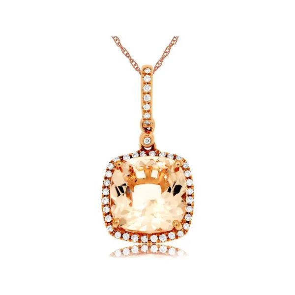14KR MORGANITE DIAMOND HALO PENDANT W/CHAIN Gary J. Long Jewelers Stockton, CA
