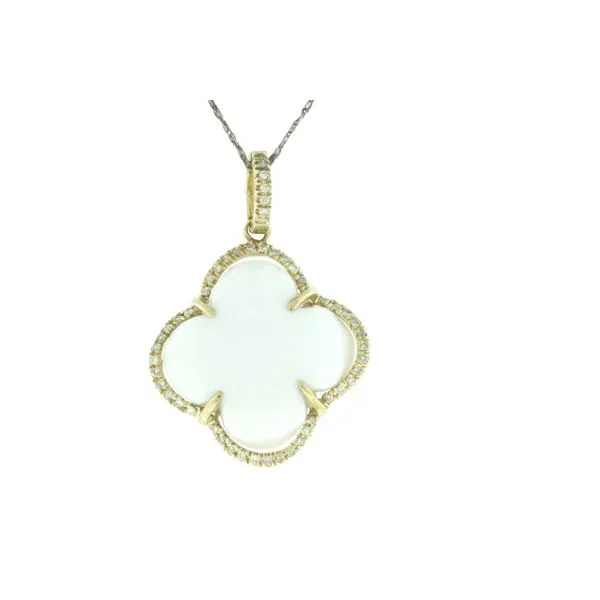 14KY WHITE AGATE DIAMOND PENDANT W/CHAIN Gary J. Long Jewelers Stockton, CA