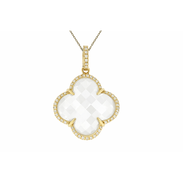 14KY WHITE AGATE DIAMOND PENDANT W/CHAIN Gary J. Long Jewelers Stockton, CA
