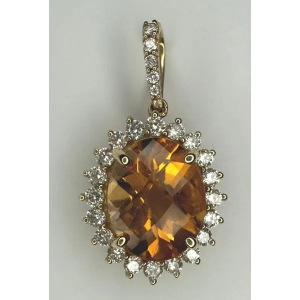 14KY CITRINE DIAMOND HALO PENDANT Gary J. Long Jewelers Stockton, CA