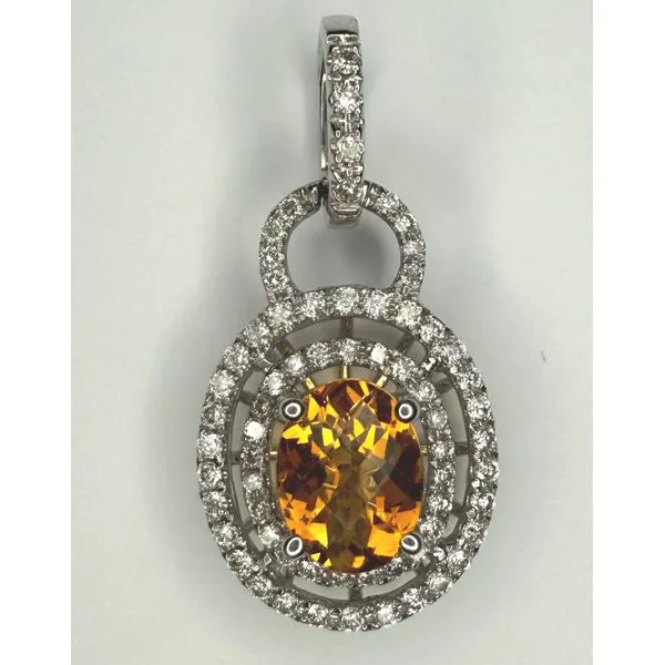 14KW CITRINE 2ROW DIAMOND HALO PENDANT Gary J. Long Jewelers Stockton, CA