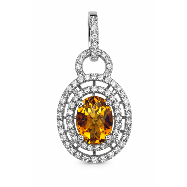 14KW CITRINE 2ROW DIAMOND HALO PENDANT Gary J. Long Jewelers Stockton, CA