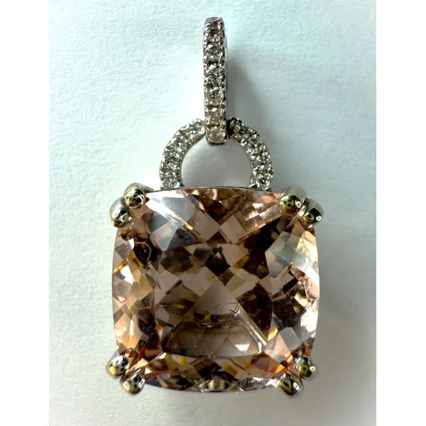 14KW MORGANITE DIAMOND HALO PENDANT Gary J. Long Jewelers Stockton, CA